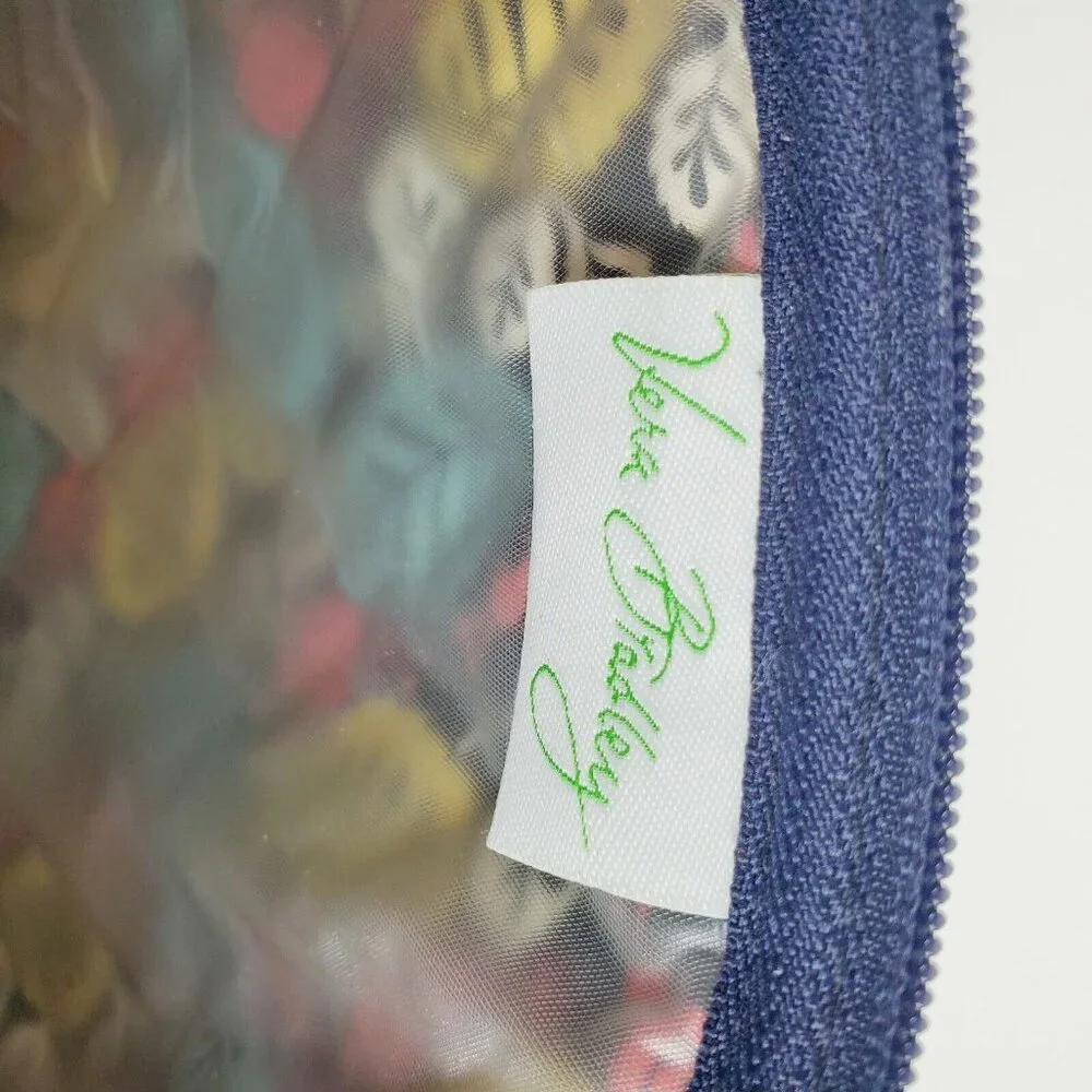 Vera Bradley Quilted Floral Cosmetic Make-up Accessory Bag Lined Sz M